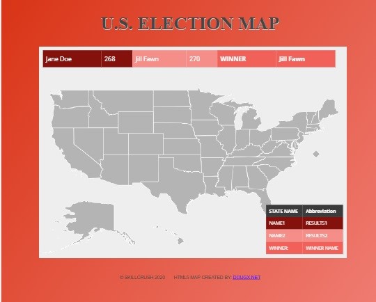 Sreen Capture of Mock Election Map